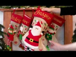 Personalised Santa Christmas Stocking with Dangly Legs Personalised Stockings|