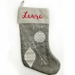 Personalised Silver Bauble Christmas Stocking Personalised Stockings|