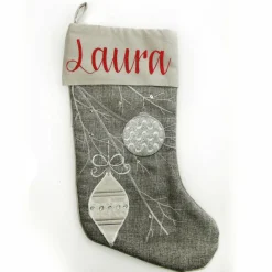 Personalised Silver Bauble Christmas Stocking Personalised Stockings|