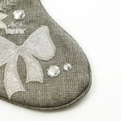 Personalised Silver Poinsettia Christmas Stocking Personalised Stockings|