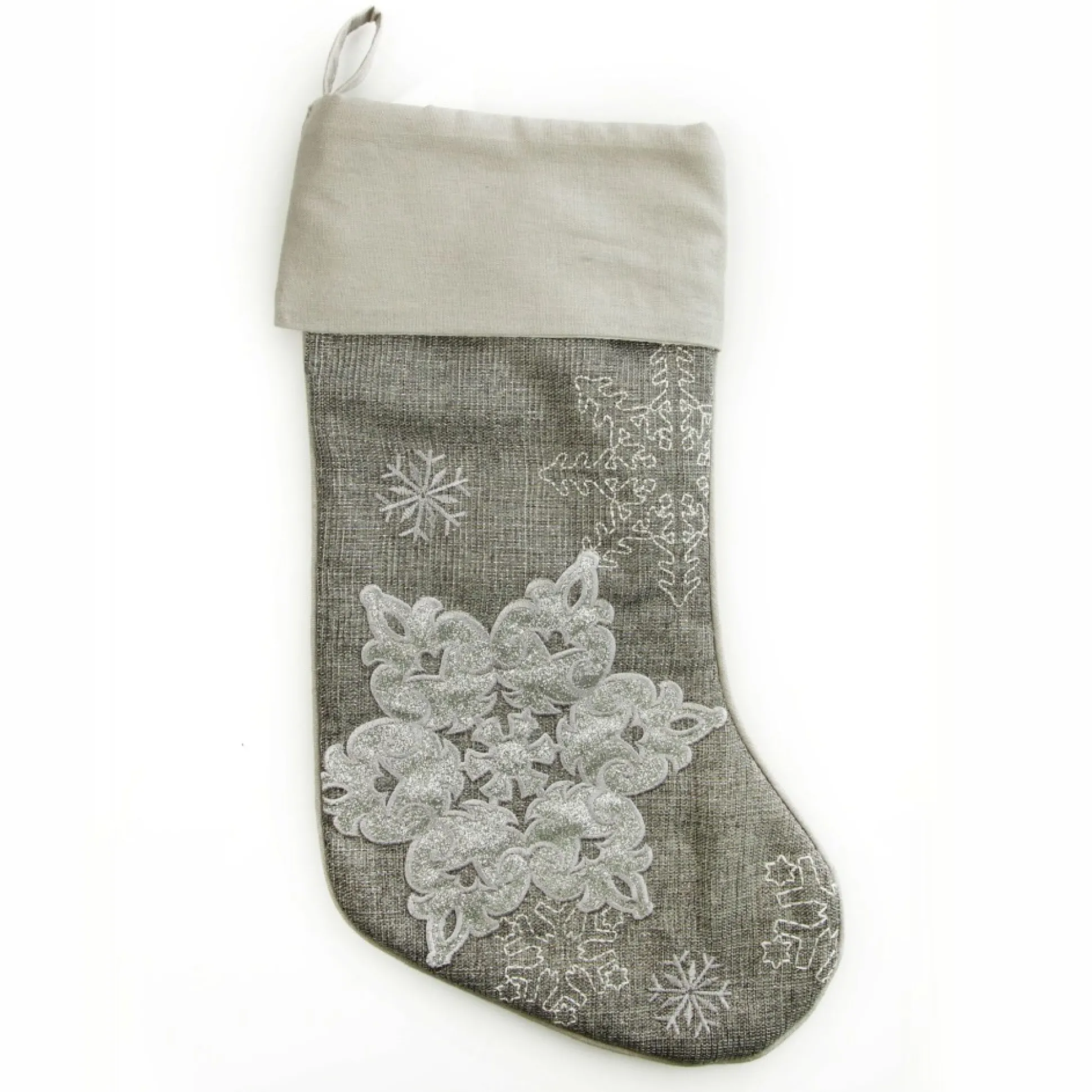 Personalised Silver Snowflake Christmas Stocking Personalised Stockings|