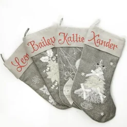 Personalised Silver Snowflake Christmas Stocking Personalised Stockings|