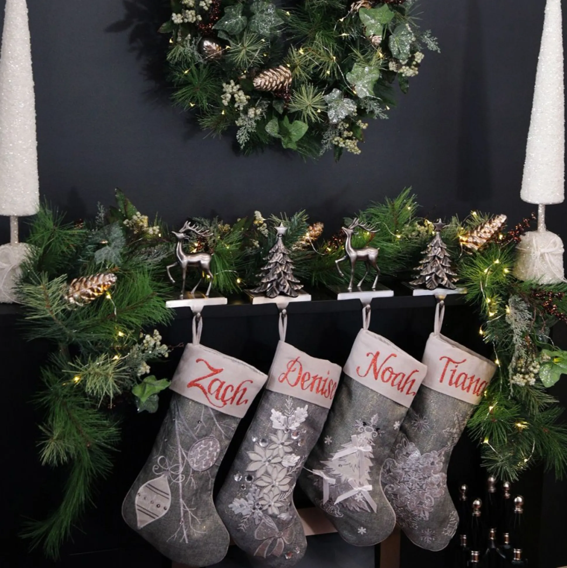 Personalised Silver Snowflake Christmas Stocking Personalised Stockings|