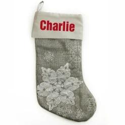 Personalised Silver Snowflake Christmas Stocking Personalised Stockings|