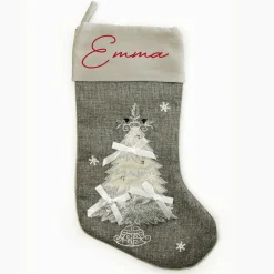 Personalised Silver Tree Christmas Stocking Personalised Stockings|