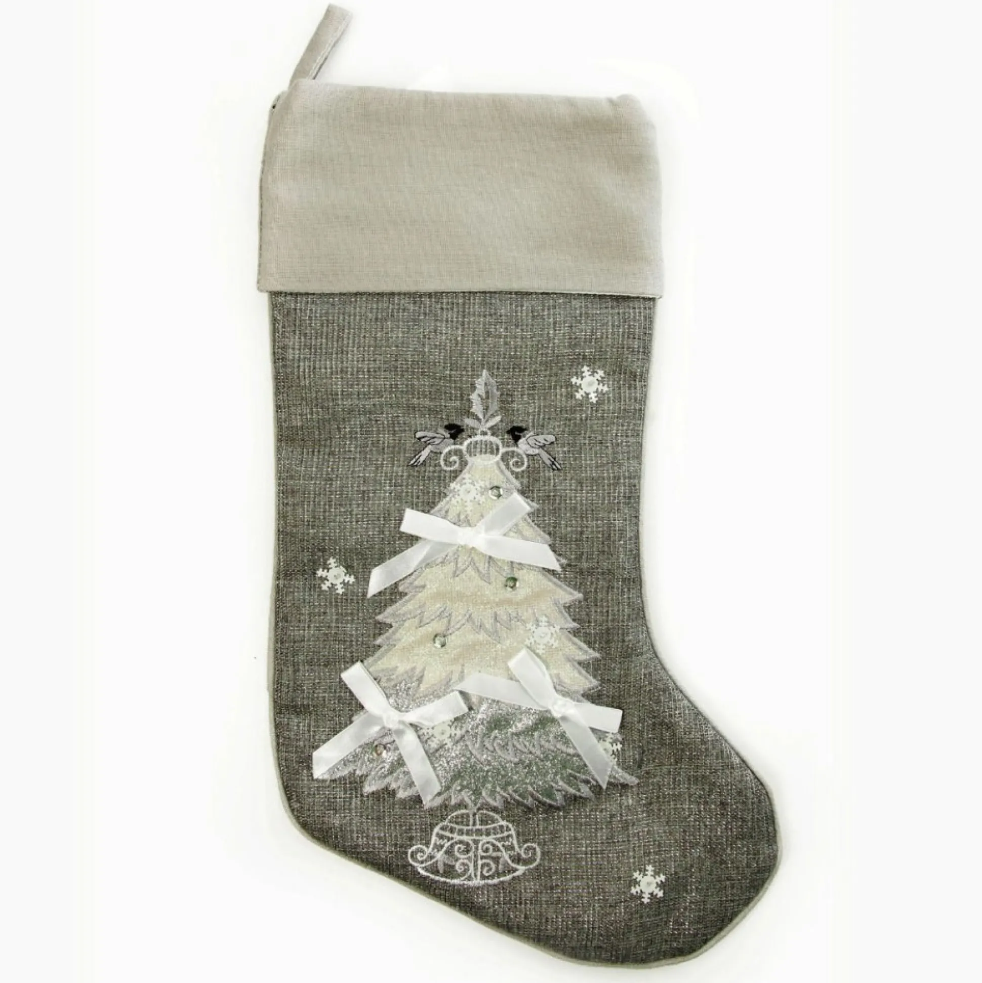 Personalised Silver Tree Christmas Stocking Personalised Stockings|