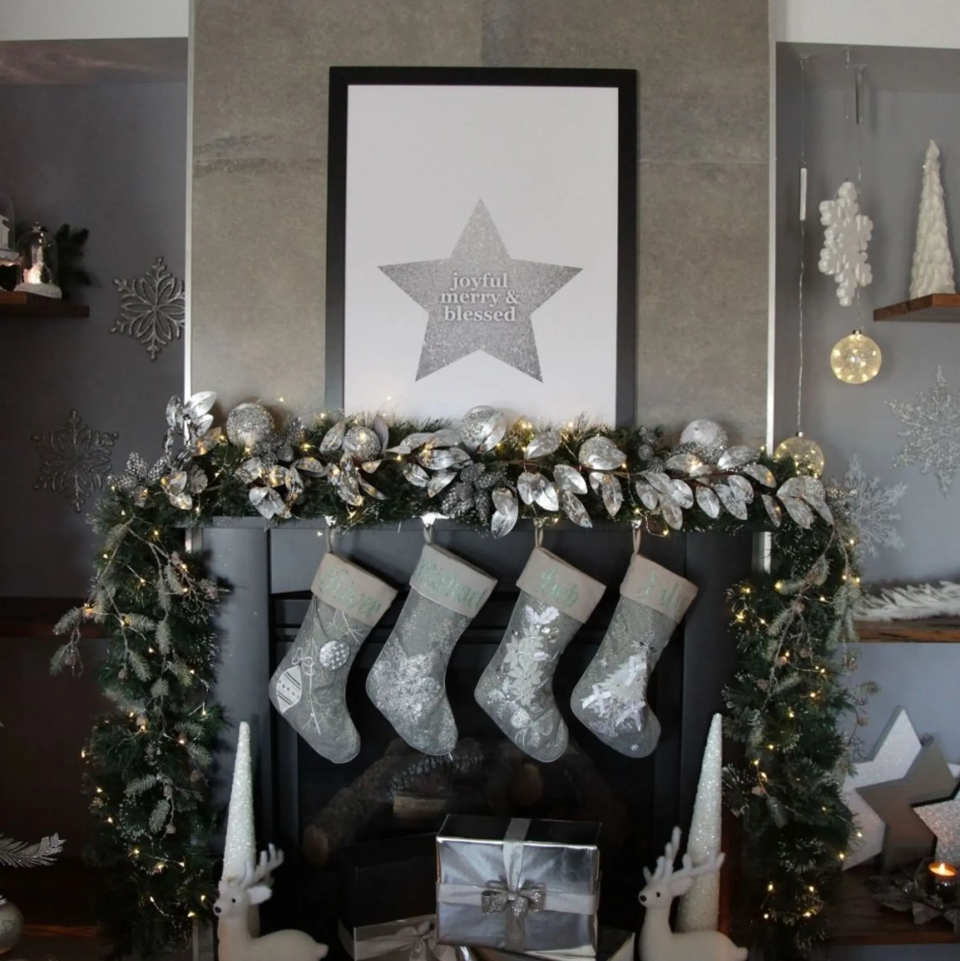 Personalised Silver Tree Christmas Stocking Personalised Stockings|