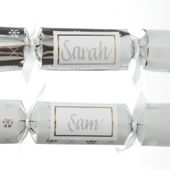 Personalised Silver with White Snowflake Bon Bon - Single Christmas Bon Bons|