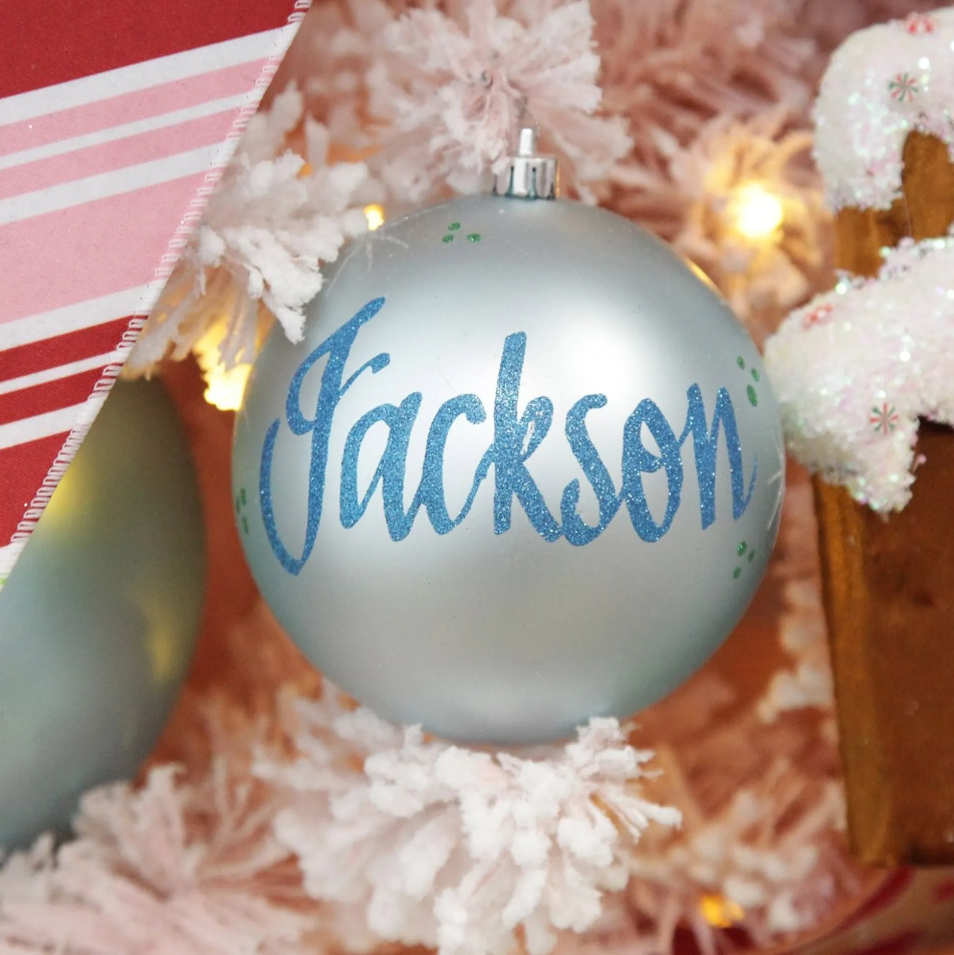 Personalised Sky Blue Shatterproof Christmas Bauble Personalised Baubles|