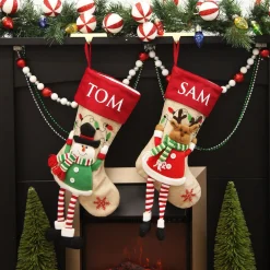 Personalised Snowman Christmas Stocking with Dangly Legs Personalised Stockings|