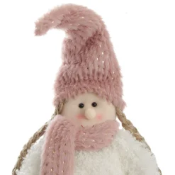 Personalised Standing Pink Girl Ornament with Timber Heart Christmas Figurines|