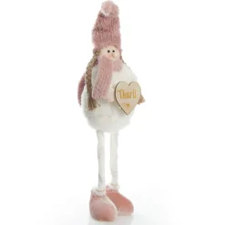 Personalised Standing Pink Girl Ornament with Timber Heart Christmas Figurines|
