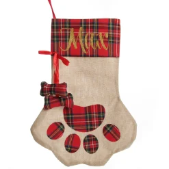 Personalised Tartan Dog Paw Christmas Stocking Personalised Stockings|