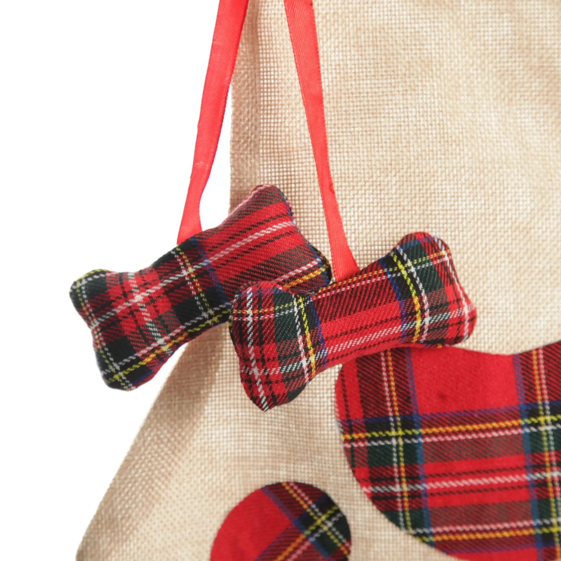 Personalised Tartan Dog Paw Christmas Stocking Personalised Stockings|