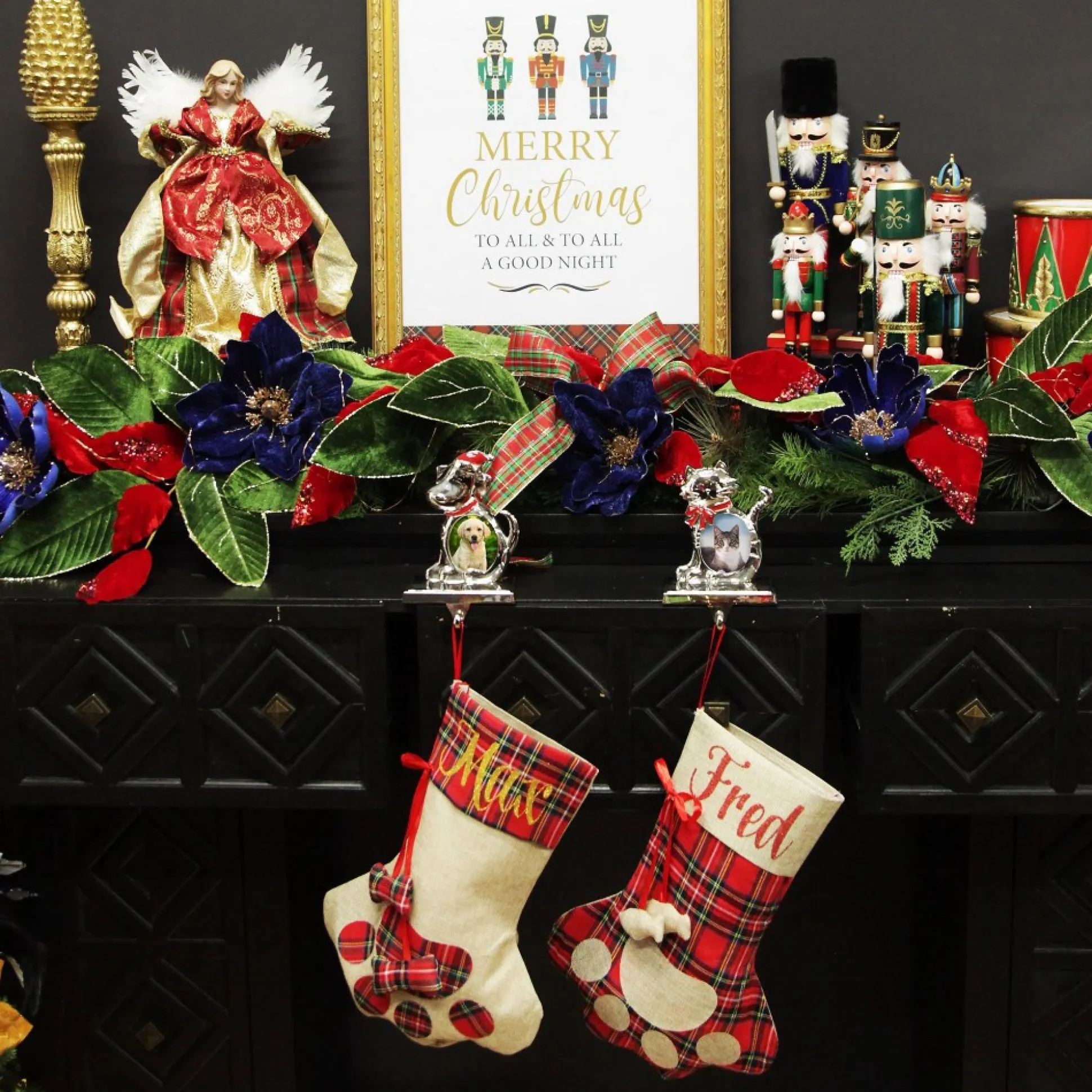 Personalised Tartan Dog Paw Christmas Stocking Personalised Stockings|