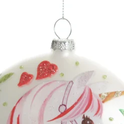 Personalised Unicorn Christmas Disc Glass Hearts And Discs|