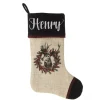 Personalised Vintage Reindeer Christmas Stocking - Black Cuff Personalised Stockings|