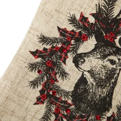 Personalised Vintage Reindeer Christmas Stocking - Black Cuff Personalised Stockings|