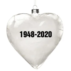 Personalised White Feather Glass Heart - In Loving Memory Memorial Baubles|