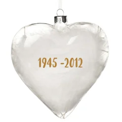 Personalised White Feather Glass Heart - In Loving Memory Memorial Baubles|