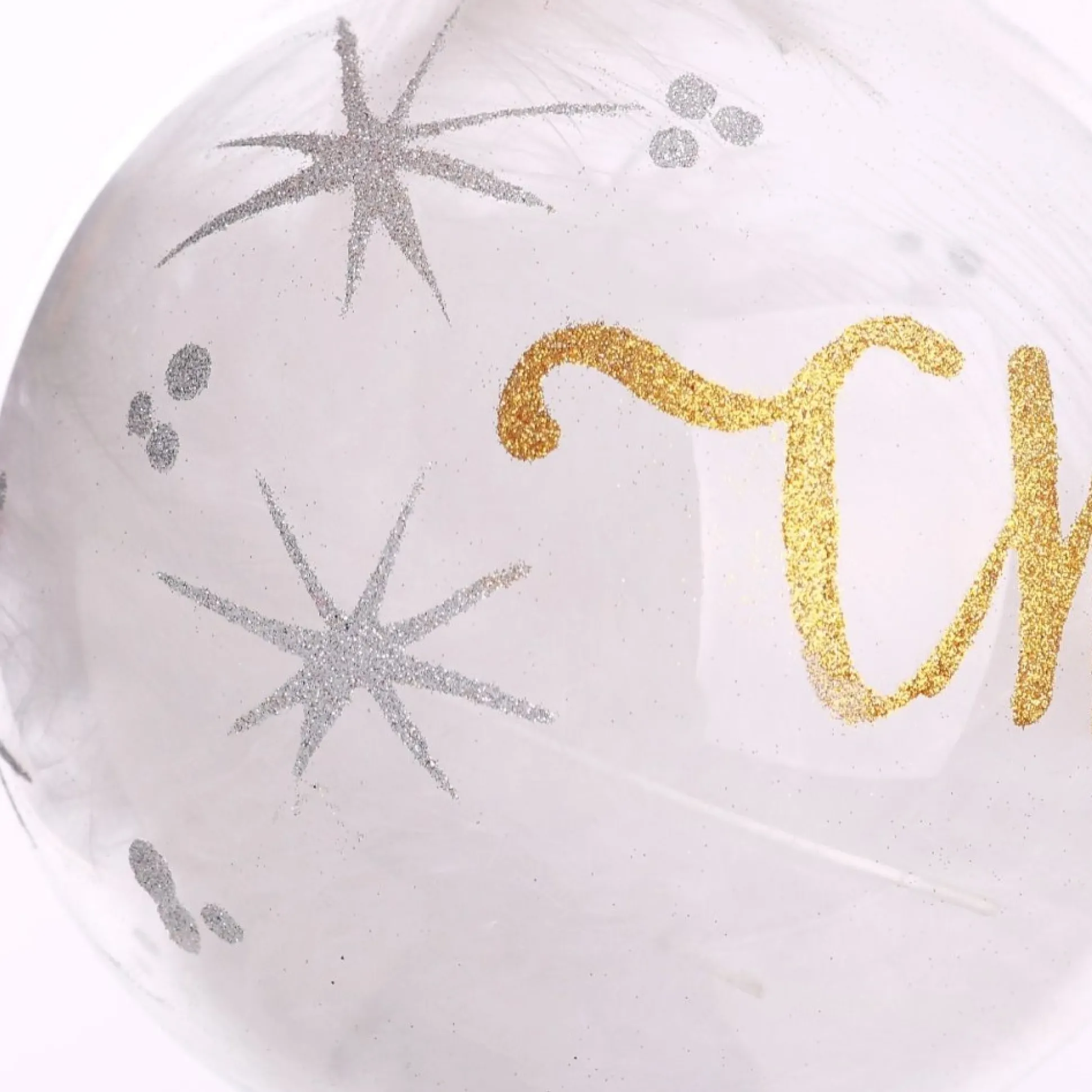 Personalised White Feather Clear Glass Christmas Bauble Personalised Baubles|
