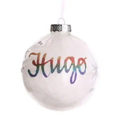Personalised White Feather Clear Glass Christmas Bauble Personalised Baubles|