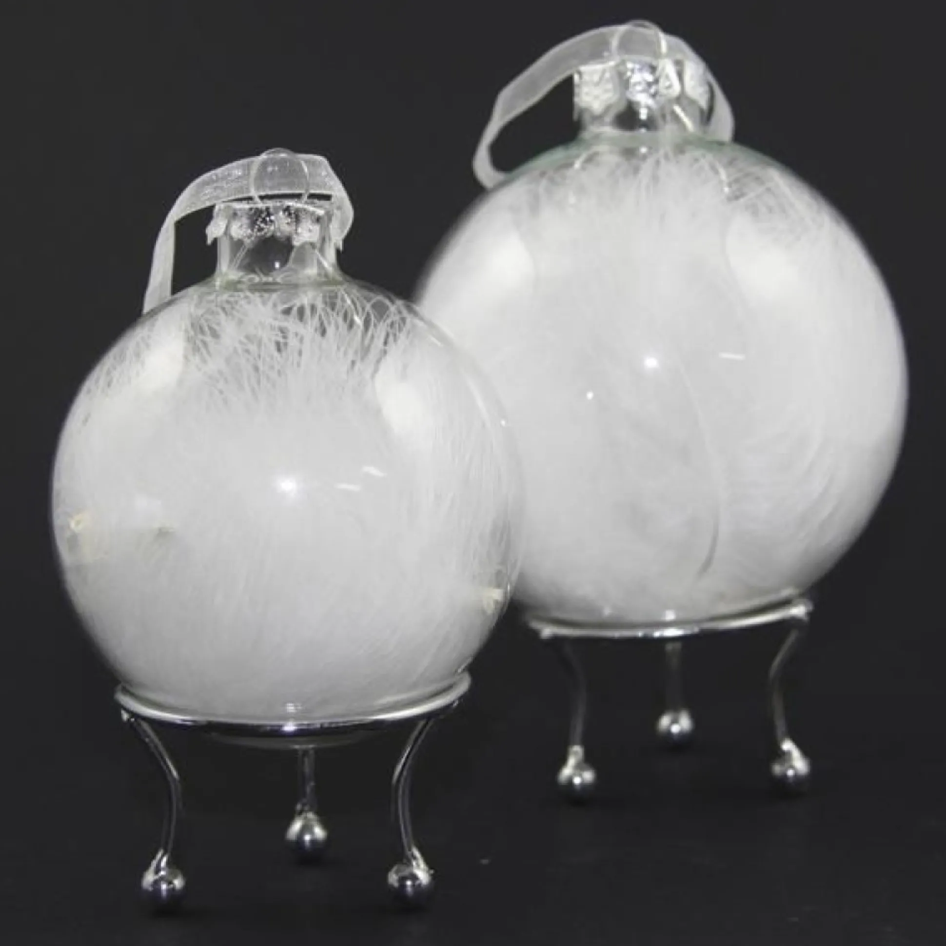 Personalised White Feather Clear Glass Christmas Bauble Personalised Baubles|