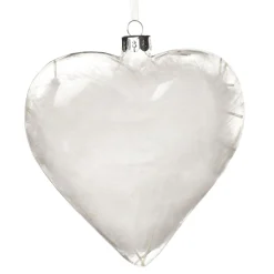Personalised White Feather Glass Heart - Forever in Our Hearts Memorial Baubles|