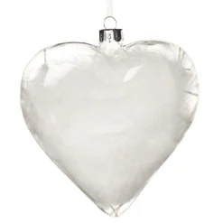 Personalised White Feather Glass Heart Personalised Baubles|