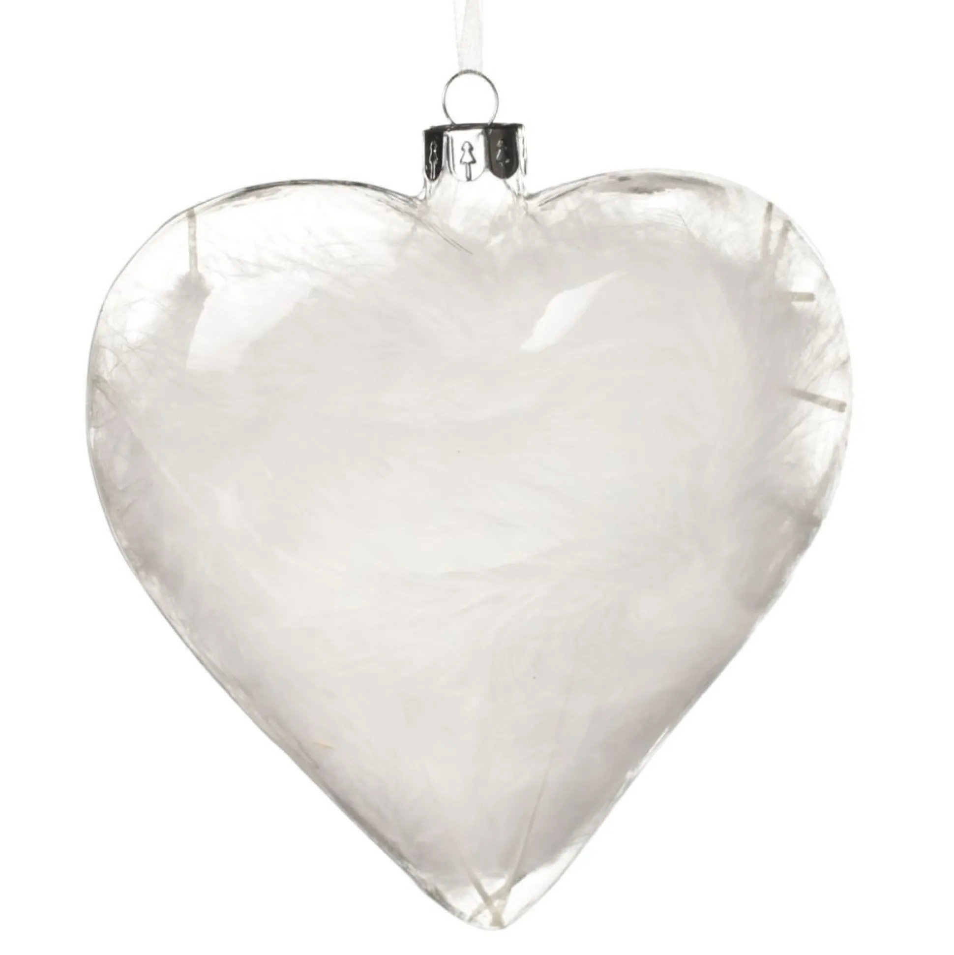 Personalised White Feather Glass Heart - Your Wings Were Ready Memorial Baubles|