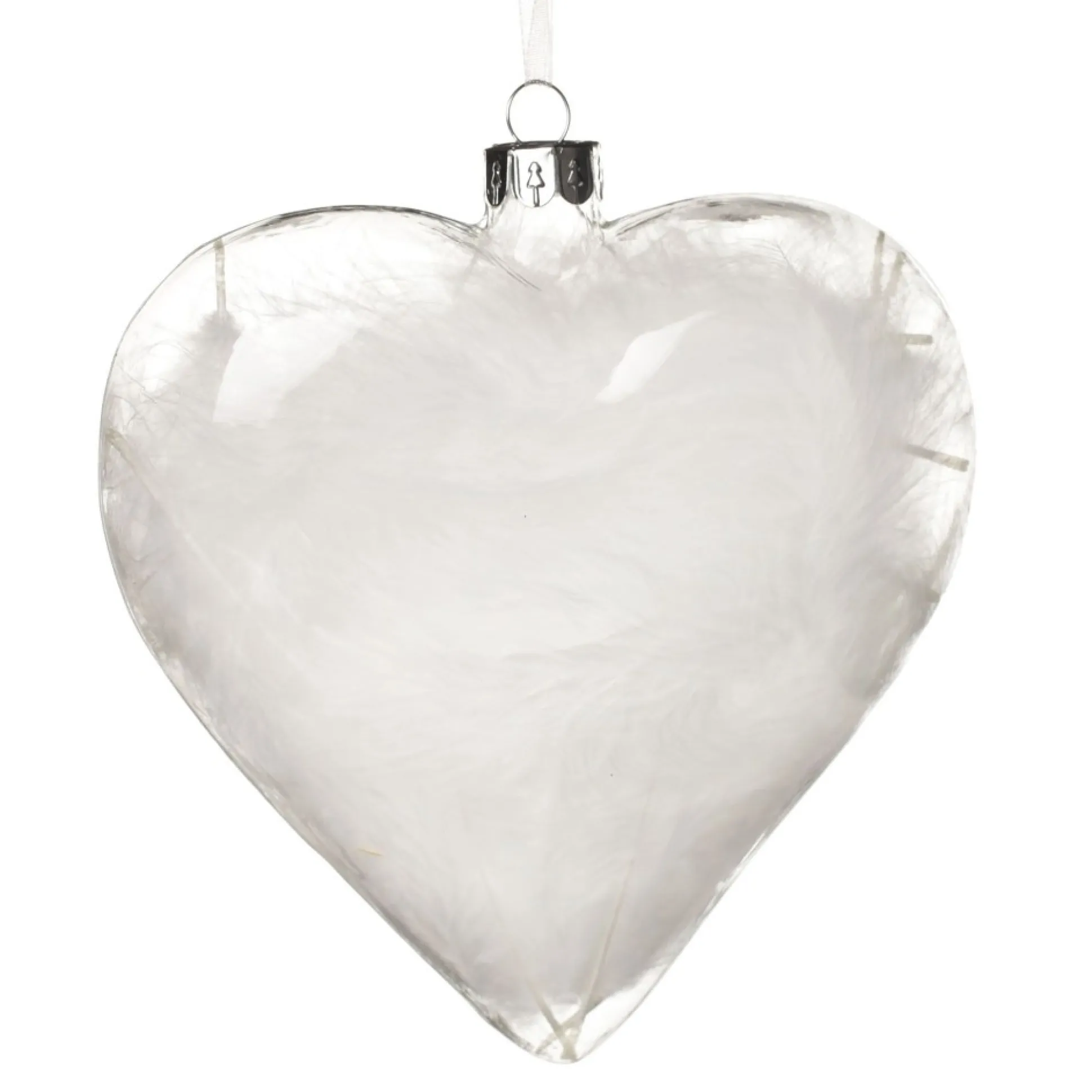 Personalised White Feather Glass Heart - Your Wings Were Ready Memorial Baubles|