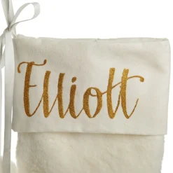 Personalised White Fur Christmas Stocking with Pom Poms Personalised Stockings|