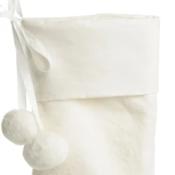 Personalised White Fur Christmas Stocking with Pom Poms Personalised Stockings|
