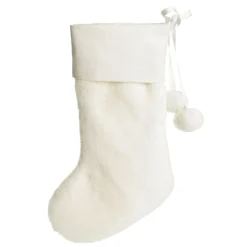 Personalised White Fur Christmas Stocking with Pom Poms Personalised Stockings|