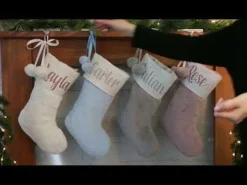 Personalised White Fur Christmas Stocking with Pom Poms Personalised Stockings|