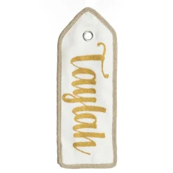 Personalised White Linen Santa Sack Tag with Burlap Piping Personalised Santa Sacks|