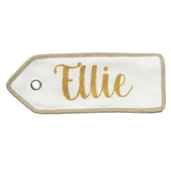 Personalised White Linen Santa Sack Tag with Burlap Piping Personalised Santa Sacks|