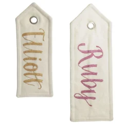Personalised White Linen Santa Sack Tag Personalised Santa Sacks|