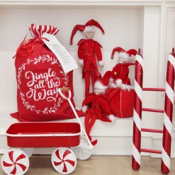 Personalised White Linen Santa Sack Tag Personalised Santa Sacks|