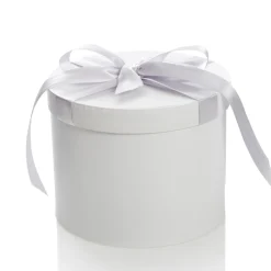 Personalised White Round Gift Box with Silver Ribbon Bow Gift Wrap, Boxes, Bags & Tags|