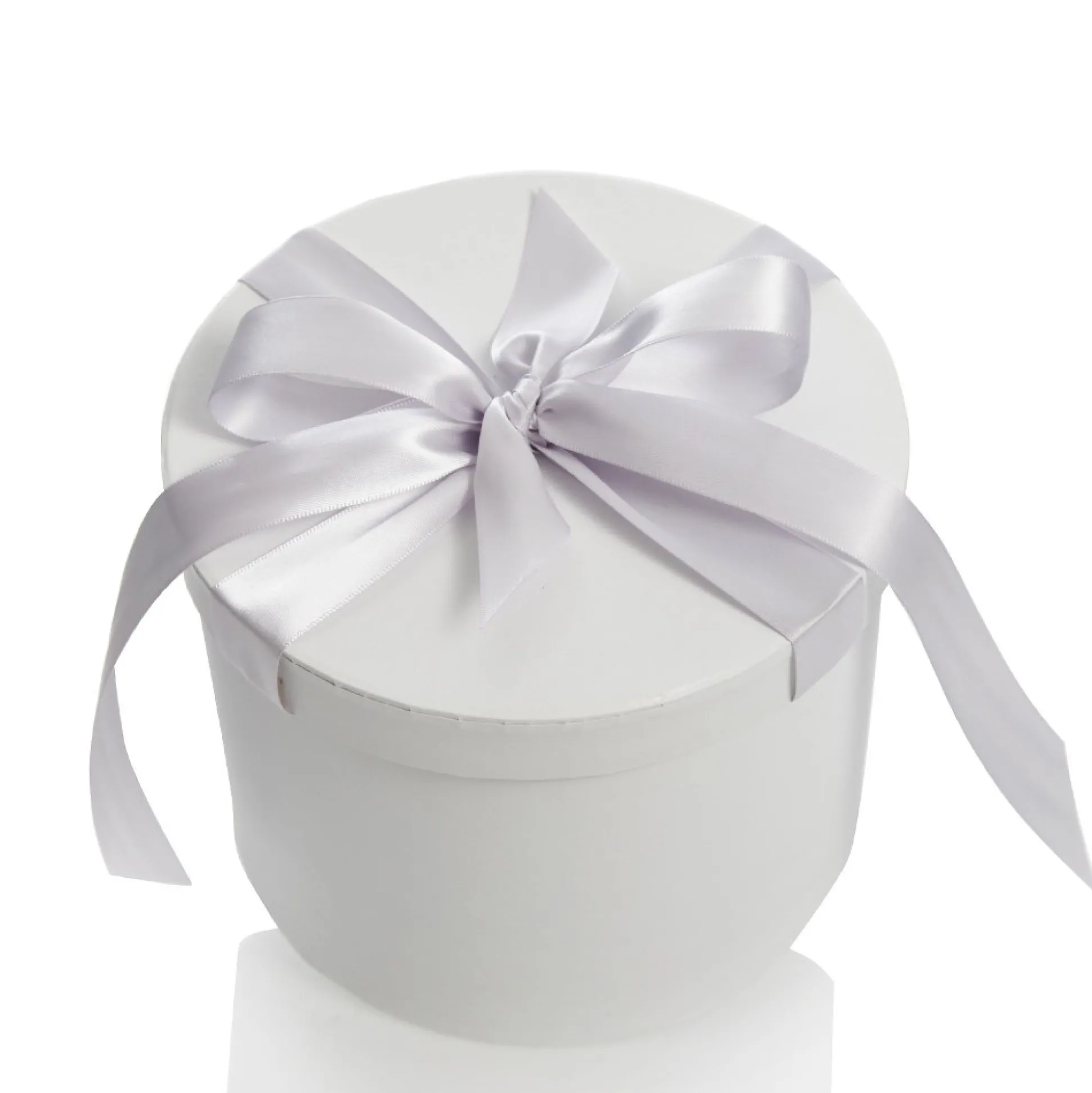Personalised White Round Gift Box with Silver Ribbon Bow Gift Wrap, Boxes, Bags & Tags|