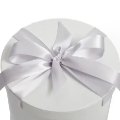 Personalised White Round Gift Box with Silver Ribbon Bow Gift Wrap, Boxes, Bags & Tags|