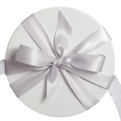 Personalised White Round Gift Box with Silver Ribbon Bow Gift Wrap, Boxes, Bags & Tags|