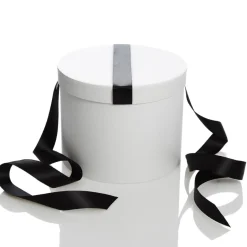 Personalised White Round Gift Box with Black Ribbon Bow Gift Wrap, Boxes, Bags & Tags|