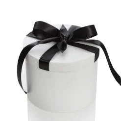 Personalised White Round Gift Box with Black Ribbon Bow Gift Wrap, Boxes, Bags & Tags|