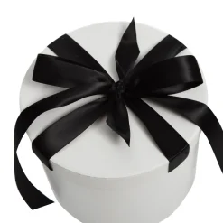 Personalised White Round Gift Box with Black Ribbon Bow Gift Wrap, Boxes, Bags & Tags|