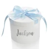 Personalised White Round Gift Box with Baby Blue Ribbon Bow Gift Wrap, Boxes, Bags & Tags|