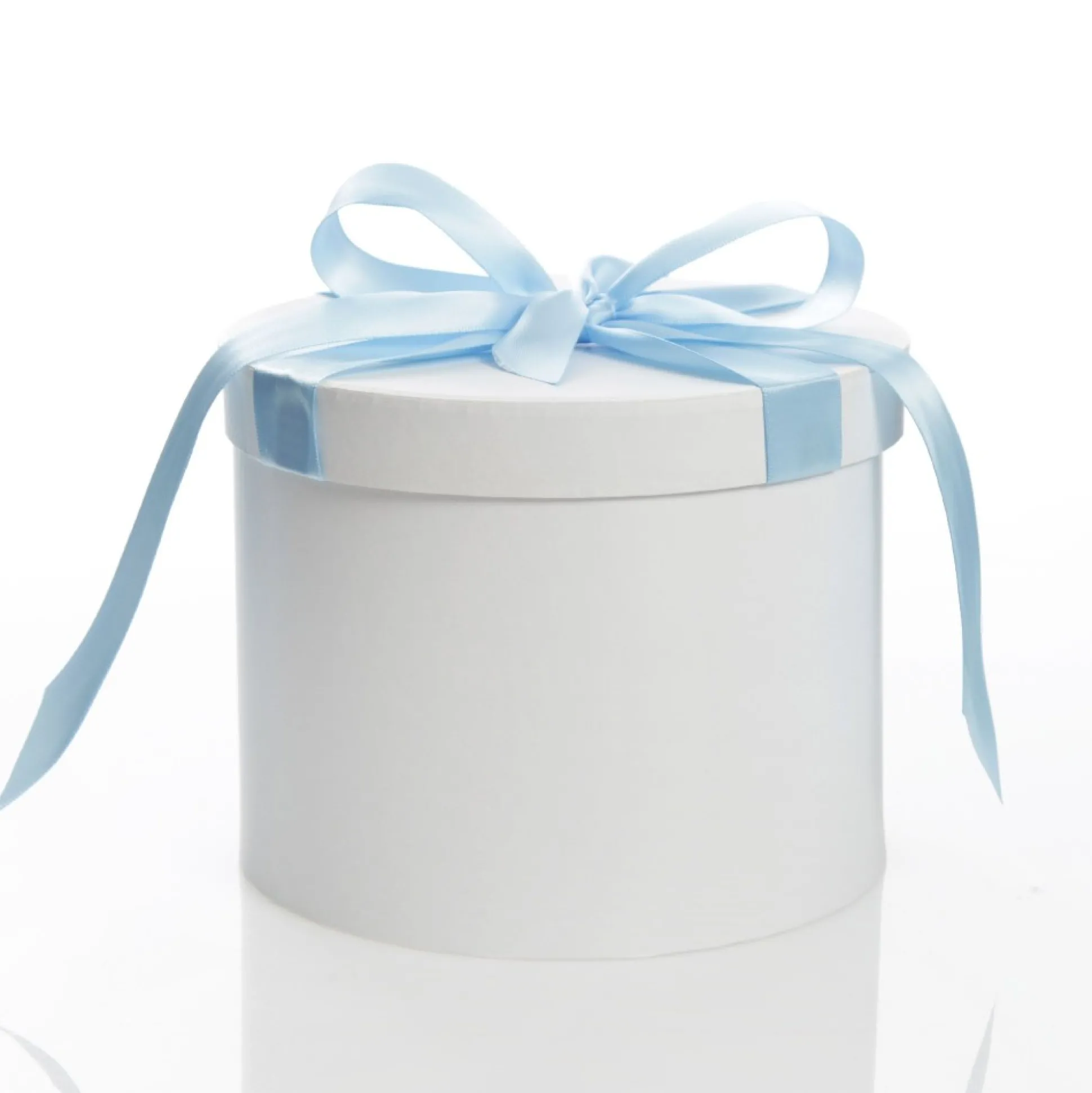 Personalised White Round Gift Box with Baby Blue Ribbon Bow Gift Wrap, Boxes, Bags & Tags|