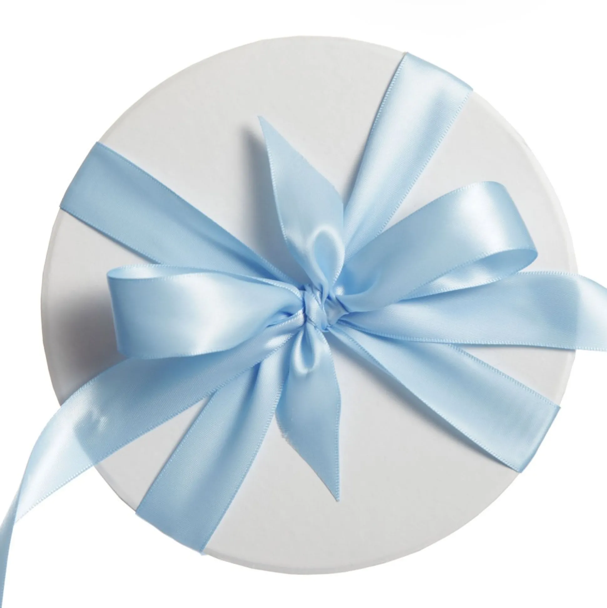 Personalised White Round Gift Box with Baby Blue Ribbon Bow Gift Wrap, Boxes, Bags & Tags|