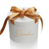 Personalised White Round Gift Box with Gold Ribbon Bow Gift Wrap, Boxes, Bags & Tags|